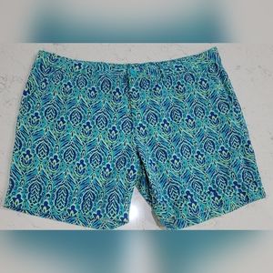 Faded Glory 100 % cotton paysley print cuffed hem summer shorts size 14
